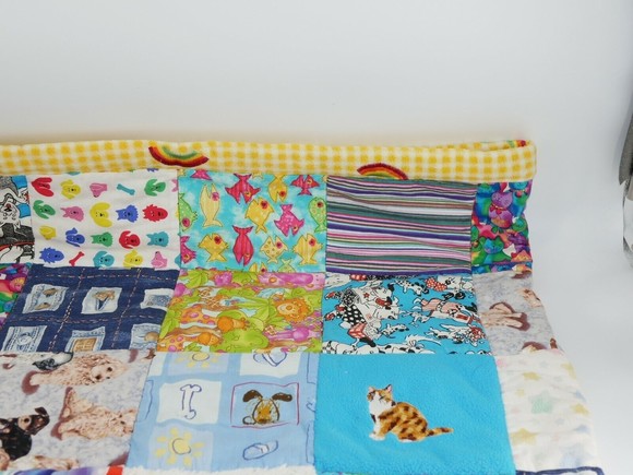 Handmade 48 X 32  Baby Girl Boy Quilt Crib Blanket Yellow Rainbow - Picture 5 of 10